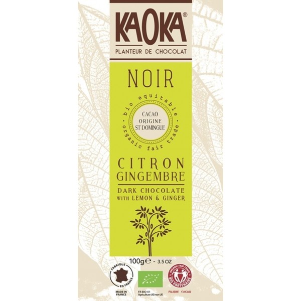 Chocolat noir gingembre confit 66% - 180g, Kaoka